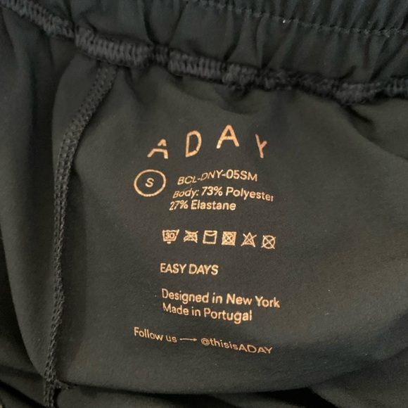 Aday Easy Day Pants Tie Waist Straight Leg Lightweight Ankle Length Black Small - Picture 8 of 8